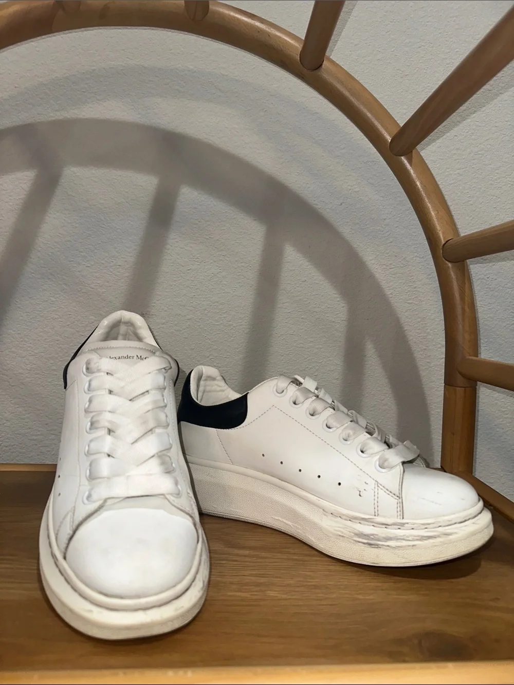 Alexander McQueen Women's Oversized Sneakers White/ Black 553770 Size 40 US 10